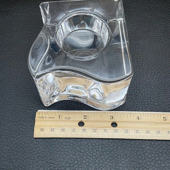 Orrefors Sweden Crystal Candle Holders Clear Heavy Puzzle Piece Votives Set of 2 - Picture 11 of 11